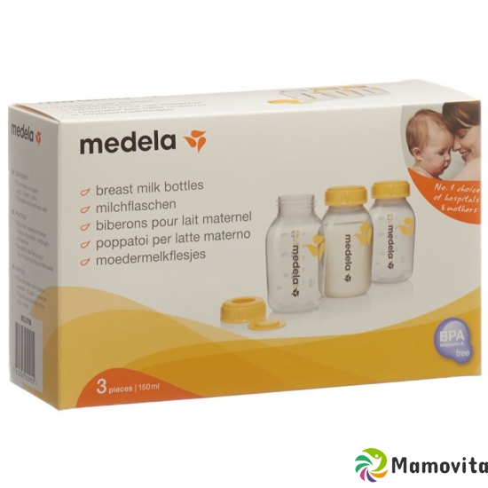 Medela Milchflasche 150ml 3 Stück bedruckt mit Deckel buy online