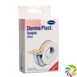 Dermaplast Isopor Fixierpflaster 10mx2.5cm Hautfarbig mit Dispenser