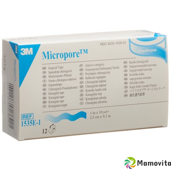 3M Micropore Vlies Heftpflaster mit Dispenser 25mm x 9.14m weiss 12 Stück buy online