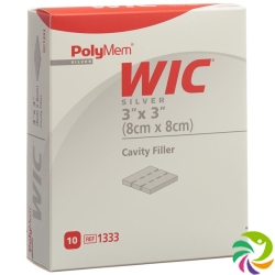 Polymem Wic Silver Wundfueller 8x8cm Steril 10 X