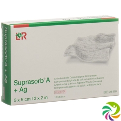 Suprasorb A + Ag Calciumalginat Kompresse 5x5cm Steril 10 Stück