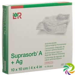 Suprasorb A + Ag Calciumalginat Kompresse 10x10cm Steril 10 Stück