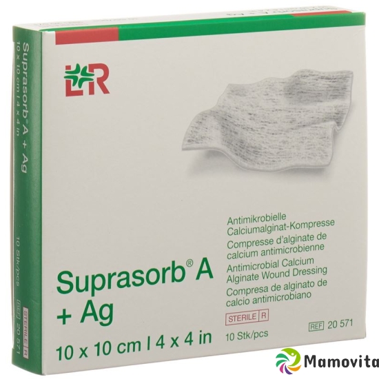 Suprasorb A + Ag Calciumalginat Kompresse 10x10cm Steril 10 Stück buy online