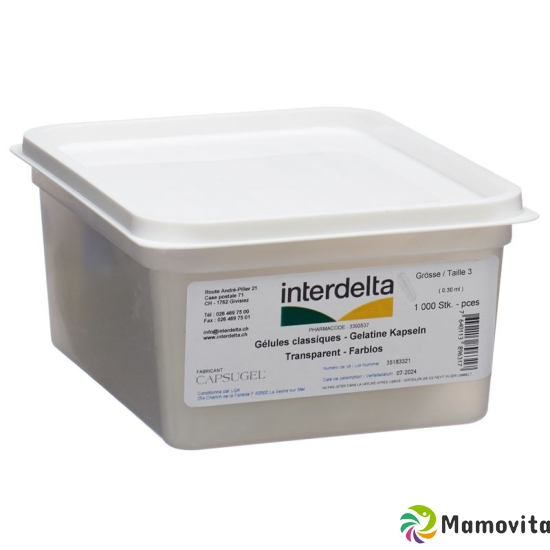 Interdelta Gelatine Kapseln 3 Transparent 1000 Stück buy online