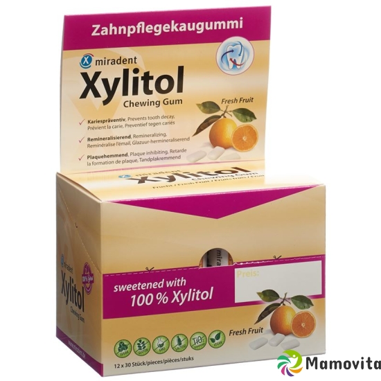 Miradent Xylitol Zahnpflege Kaugummi Fru 12x 30 Stück buy online