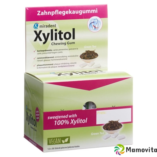 Miradent Xylitol Zahnpflege Kaugummi Gr Tee 12x 30 Stück buy online