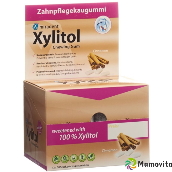 Miradent Xylitol Zahnpflege Kaugummi Zimt 12x 30 Stück buy online