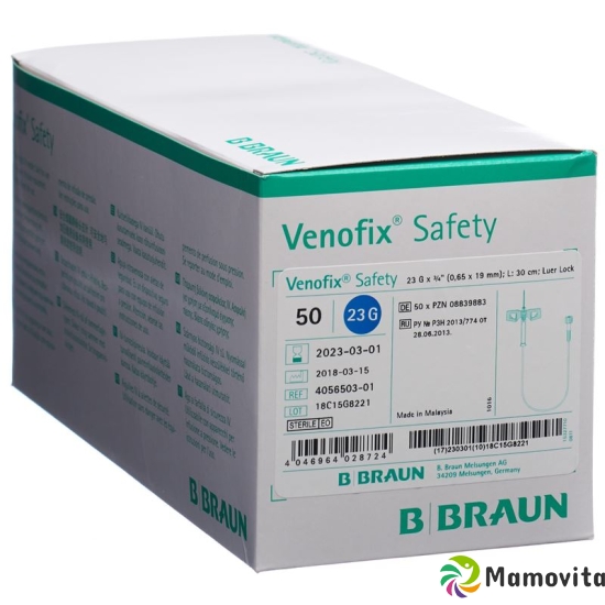 Venofix Safety 23g 0.65x19mm Blau Schl30cm 50 Stück buy online