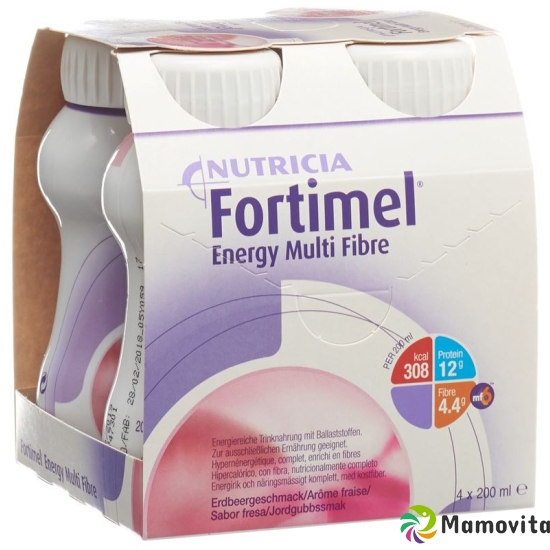 Fortimel Energy MultiFibre Erdbeer 4x 200ml buy online