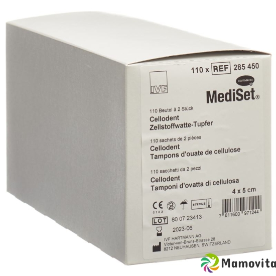 Mediset Cellodent Tupfer 4x5cm Steril 110 Beutel 2 Stück buy online