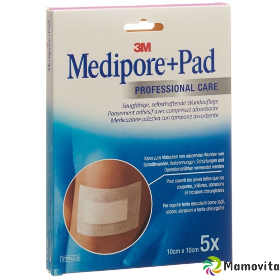 3M Medipore + Pad 10x10cm / Wundkissen 5x5.5cm 5 Stück buy online