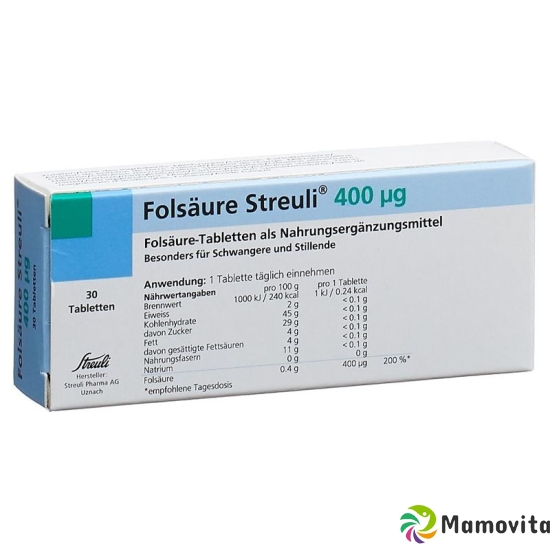 Folsäure Streuli Tabletten 400µg 30 Stück buy online