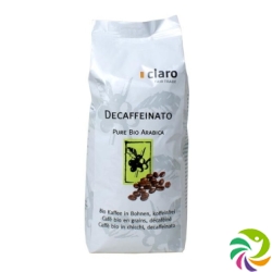 Claro Decaffeinato Kaffee Bohnen Bio Beutel 500g