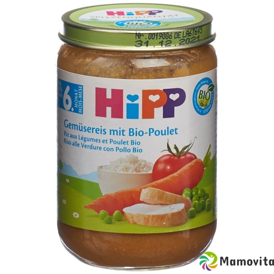 Hipp Gemüsereis mit Bio-Poulet Glas 190g buy online