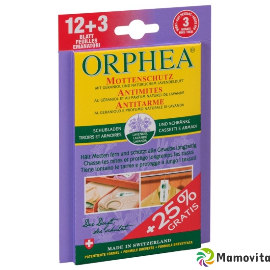 Orphea Mottenschutzblaett Lavendelduft 12+3stk Akt buy online