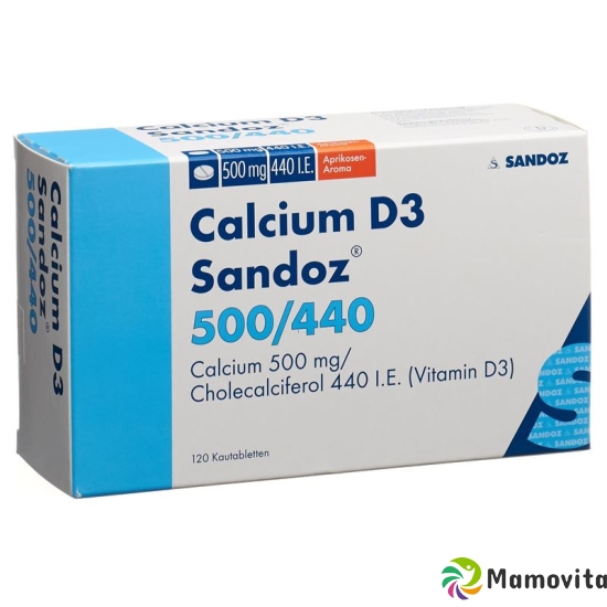 Calcium D3 Sandoz Kautabletten 500/440 Aprikose 120 Stück buy online