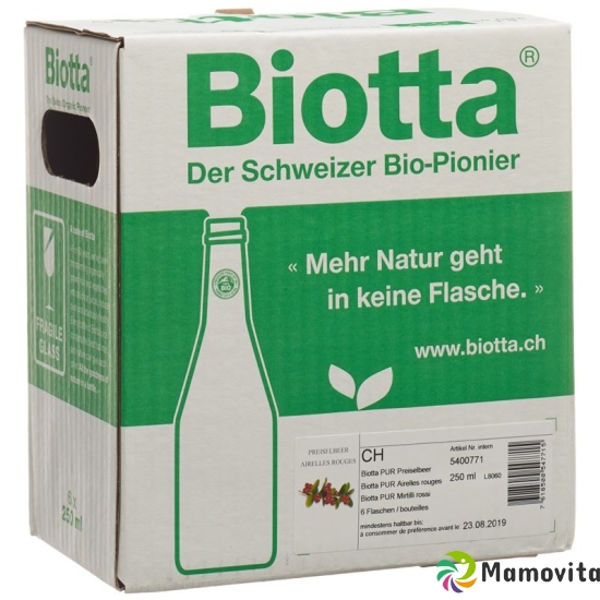 Biotta Bio PUR Preiselbeer 6 Flaschen 250ml buy online