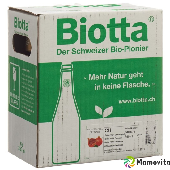 Biotta Bio PUR Granatapfel 6 Flaschen 250ml buy online