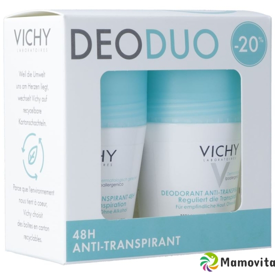 Vichy DeoDuo Anti-Transpirant 48H Roll-On 2x 50ml buy online