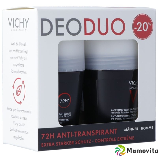 Vichy DeoDuo Homme Anti-Transpirant 72H Extra Strong Protection Roll-On 2x 50ml buy online