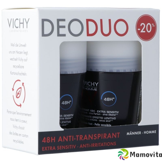 Vichy DeoDuo Homme Anti-Transpirant 48H Extra Sensitiv Roll-On 2x 50m buy online