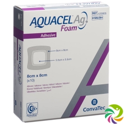 Aquacel Ag Foam 8x8cm Adhesive 10 Stück