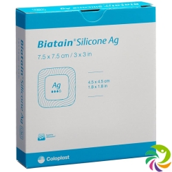 Biatain Silicone Foam Dressing Ag 7.5x7.5cm self-adhesive 5 pcs