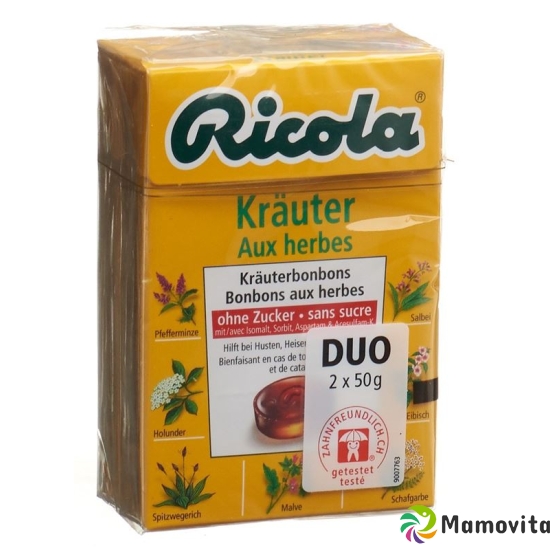 Ricola herbal sweets without sugar Box 2 x 50 g buy online