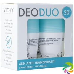 Vichy DeoDuo Anti-Transpirant 48H Roll-On Anti Weisse und Gelbliche Flecken 2x 50ml