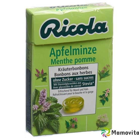 Ricola apple mint candy without sugar with stevia Box 50 g buy online