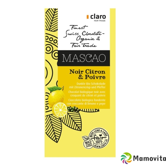 Claro Schokolade Noir Citron&poivre Bio 100g buy online