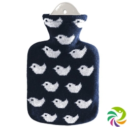 SINGER hot water bottle 0.8l knit cover blue Baby Birds