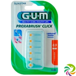 GUM SUNSTAR Proxabrush Click 0.9mm refill ISO 2 cyl orange 6 pcs