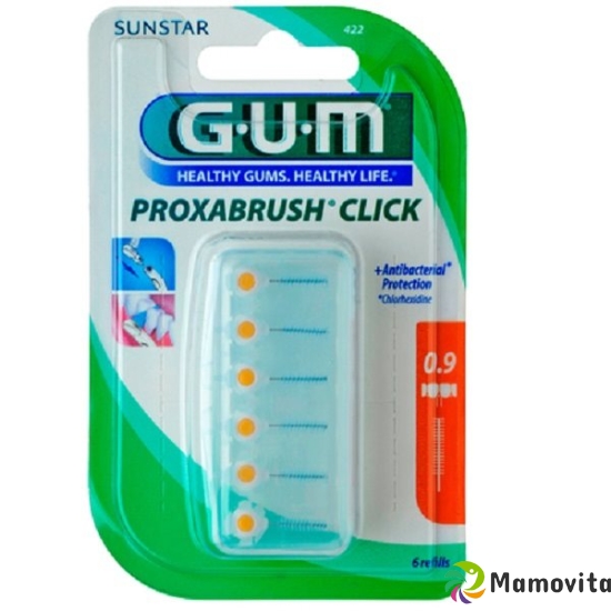 GUM SUNSTAR Proxabrush Click 0.9mm refill ISO 2 cyl orange 6 pcs buy online