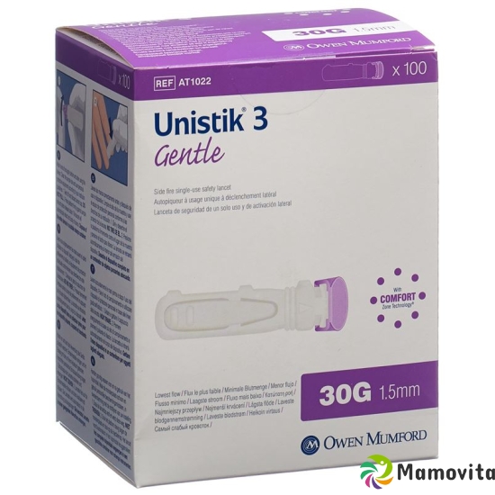 Unistik 3 Lanzetten Gentle 30g (1.5mm) 100 Stück buy online