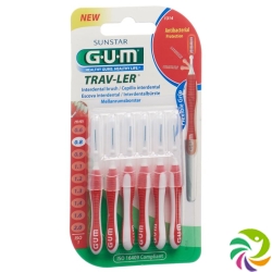 GUM SUNSTAR Proxabrush Trav-Ler ISO 1 0.8mm cylindric red 6 pcs