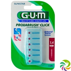 GUM SUNSTAR Proxabrush Click 1.4mm refill ISO 4 cylindric pink 6 pcs