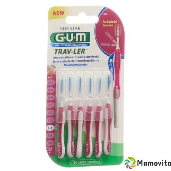 GUM SUNSTAR Proxabrush Trav-Ler ISO standard 4 1.4mm cylindric pink 6 pcs buy online