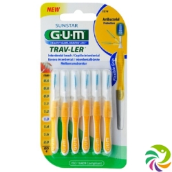 GUM SUNSTAR Proxabrush Trav-Ler ISO standard 1.3mm 4 conic yellow 6 pcs