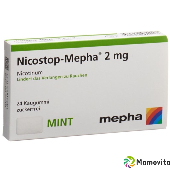 Nico stop Mepha gum 2 mg mint 24 pcs buy online