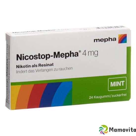 Nico stop Mepha gum 4 mg mint 24 pcs buy online