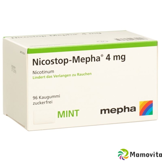 Nico stop Mepha gum 4 mg mint 96 pcs buy online