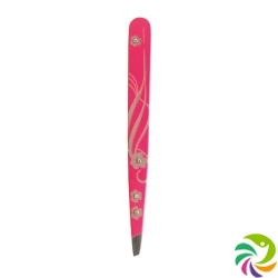 Hausmann tweezers slanted Swarovski pink