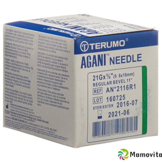 Terumo Agani disposable cannula 21G 0.8x16mm green 100 pcs buy online