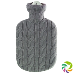 SINGER hot water bottle 2l knit cover plait dark beige