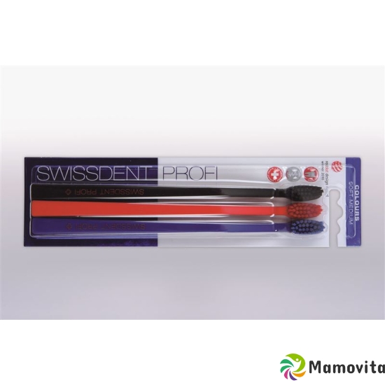 Swissdent Colors Toothbrush Trio black red blue soft-medium buy online