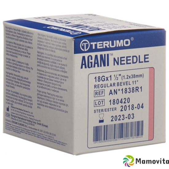 Terumo Agani disposable cannula 18G 1.2x38mm pink 100 pcs buy online