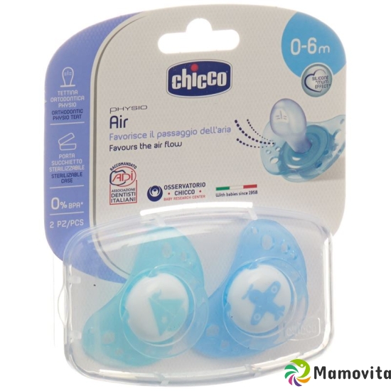 Chicco Physiological Silicone Soother mini BLUE 0-6m CASE IT / DE / FR 2 pcs buy online