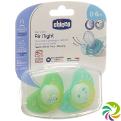 Chicco Physiological Silicone Soother mini GLOWING 0-6m CASE IT / DE / FR 2 pcs