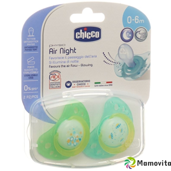 Chicco Physiological Silicone Soother mini GLOWING 0-6m CASE IT / DE / FR 2 pcs buy online